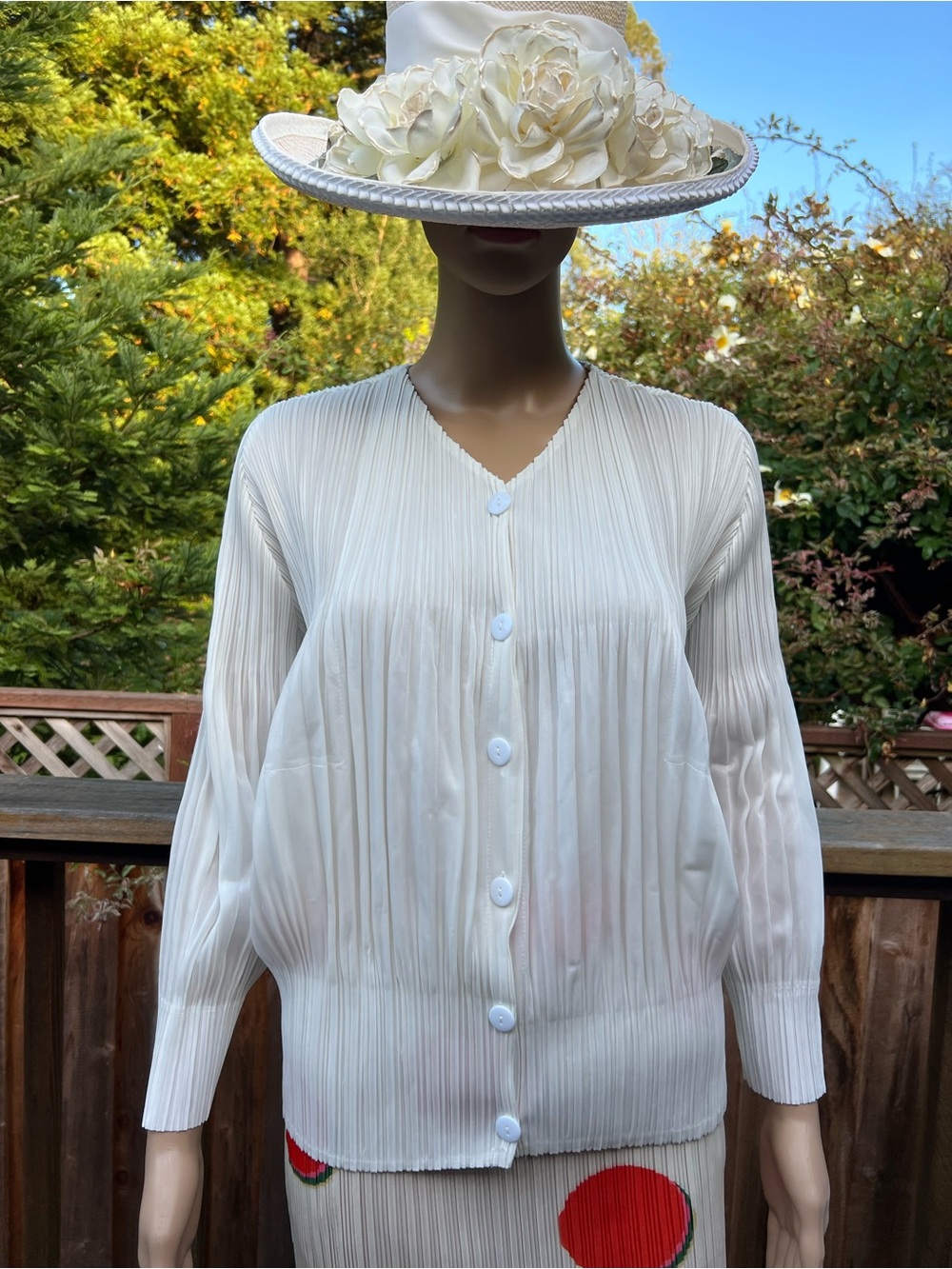 Elegant White Pleated Button-Front Women's Top